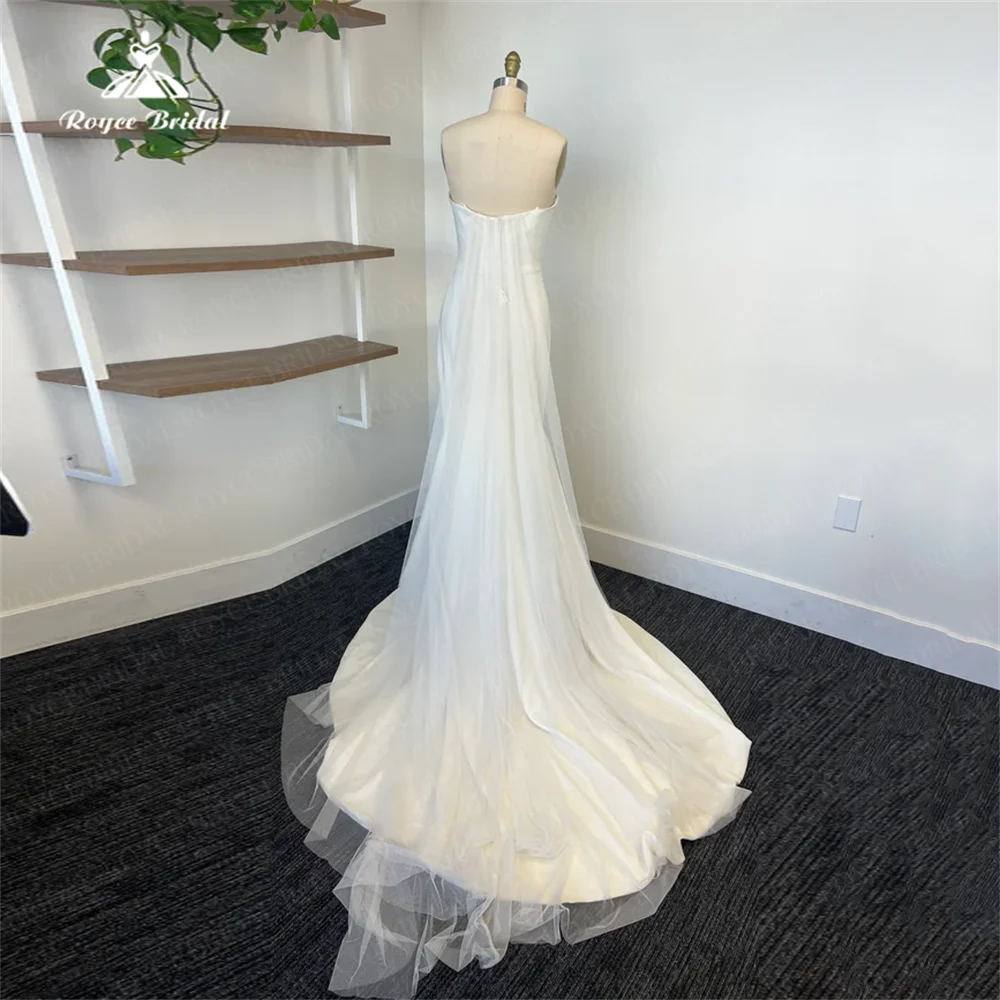 Robe de Mariée en Satin et Tulle Sans Bretelles, Tenue Éducative, Sexy, pour Été