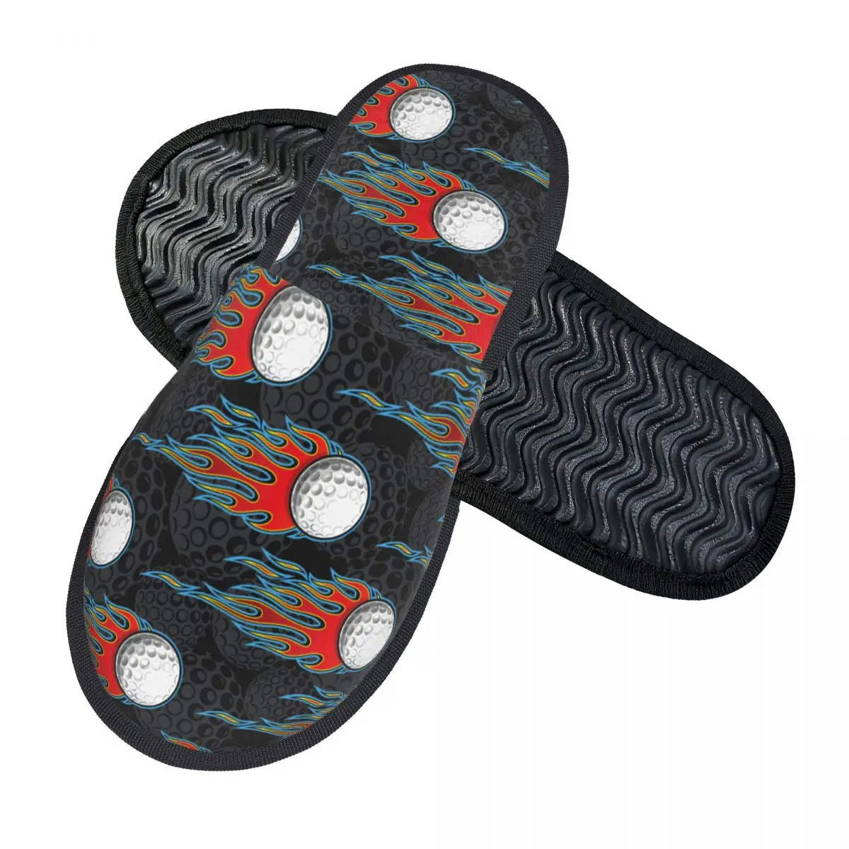Custom Burning Golf Ball Memory Foam Slippers Women Comfy Warm Golfing House Slippers - view 2