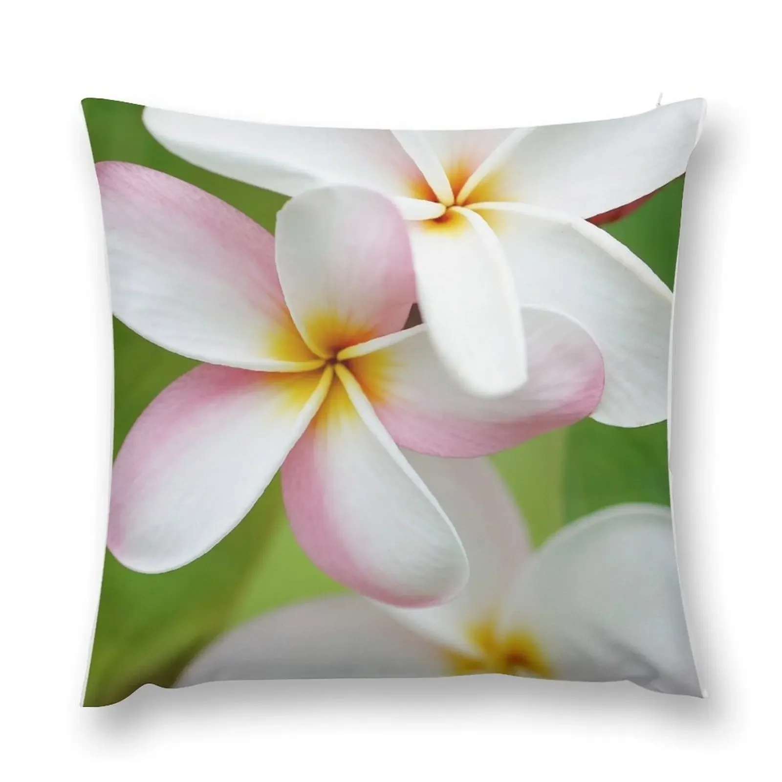 

Plumeria Pink White Frangipani Tropical Hawaiian Flower Floral Fine Art Throw Pillow Anime pillow