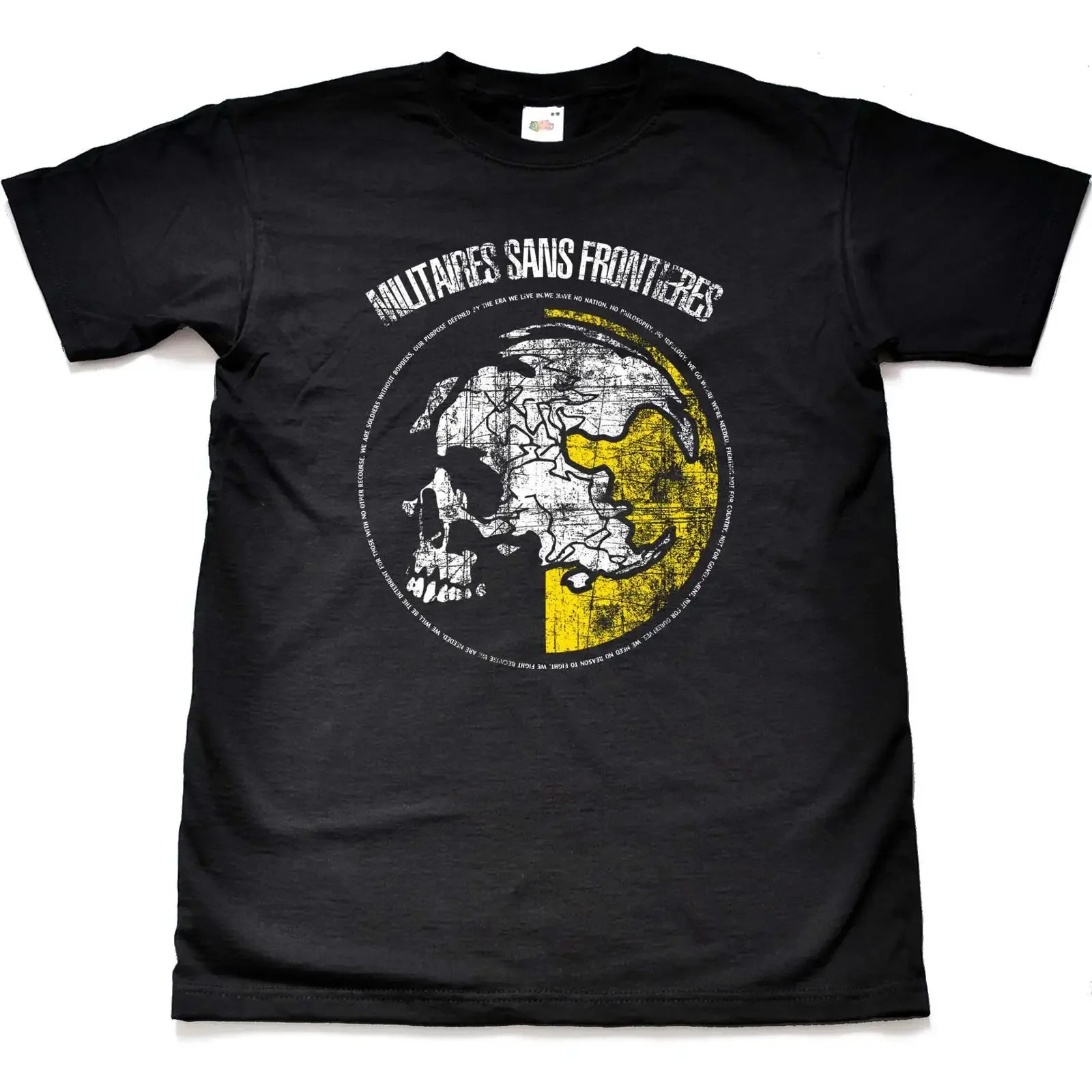 Distressed Militaires Sans Frontieres Black T Shirt Large vintage Washed streetwear Stylish Top For Everyday Wear fashion