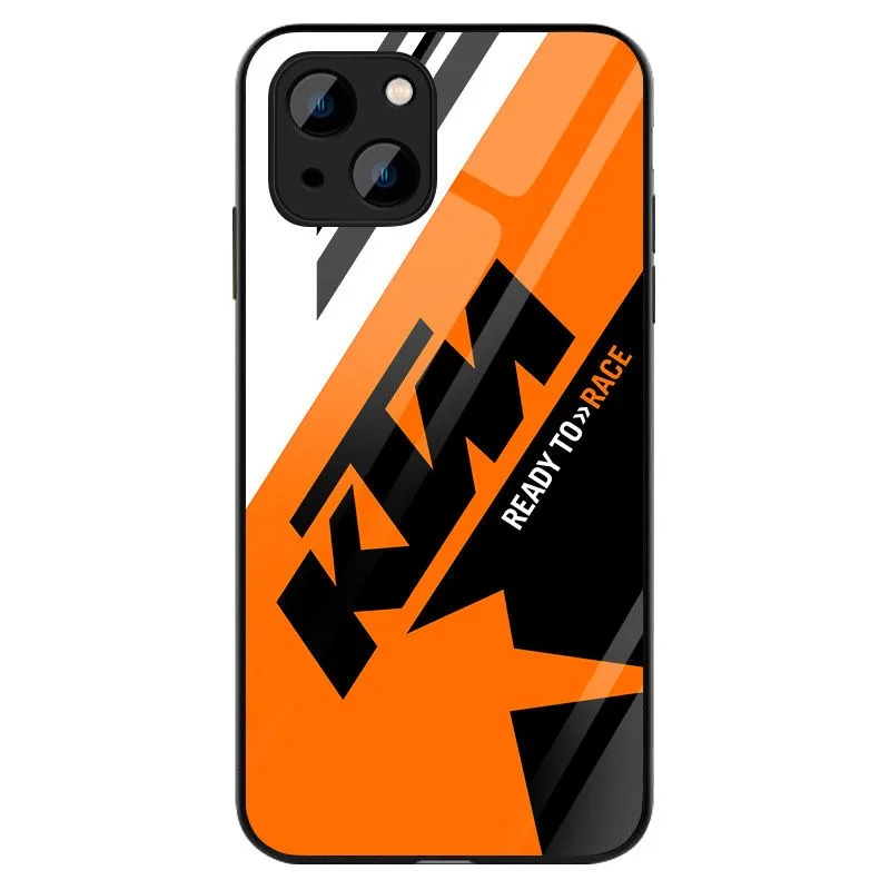 حافظة هاتف محمول من الزجاج المقسى بشعار KTM حافظة هاتف حديثًا لهاتف آيفون 16 15 14 13 12 11 Pro Plus Promax 7 8 Plus SE2 SE3 X XS Xr #3