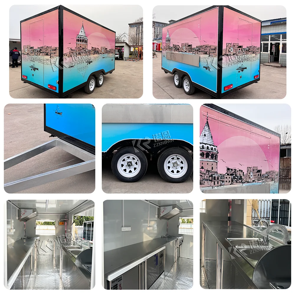 Customized Mobile Catering Trailer Fully Equipped Food Truck With Full Kitchen Concession Fast Food Trailer For Sale