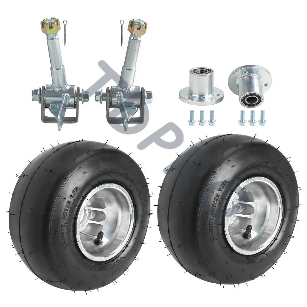 

TDPRO 2pc 10x4.50-5 5" Go Kart Front Wheel Rim Tyre + Stub Axle Hub Drift Trike Racing for Go Kart Lawn Mower Drift Trike