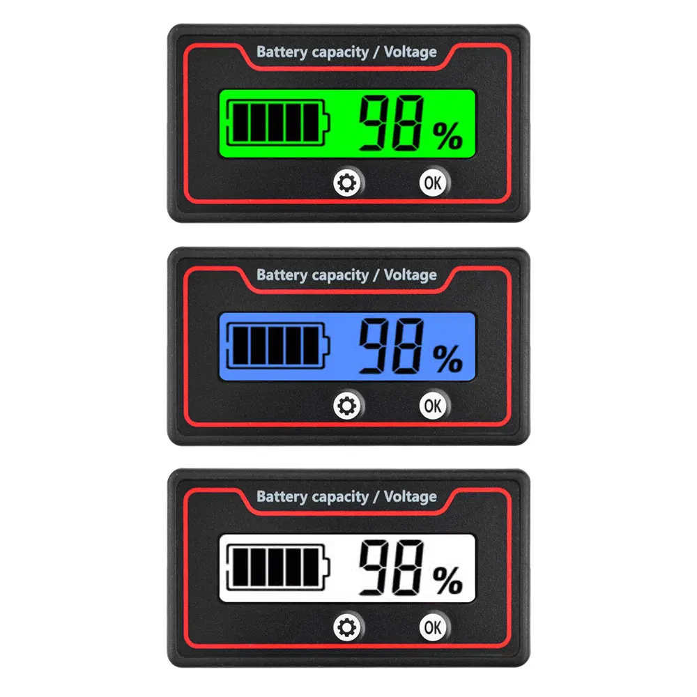 Car Battery Charge Level Indicator 12V 24V 36V 48V 60V 72V Lithium Battery Capacity Meter Tester Display LED Tester Voltmeter