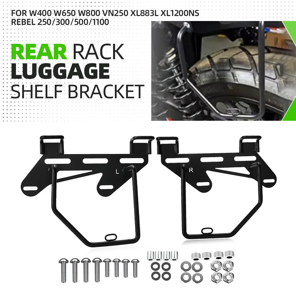 

Motorcycle Side Rails Bracket For Kawasaki W400 W650 W800 VN250 XL883L XL1200NS Rebel 250/300/500/1100 Left Right Luggage Holder