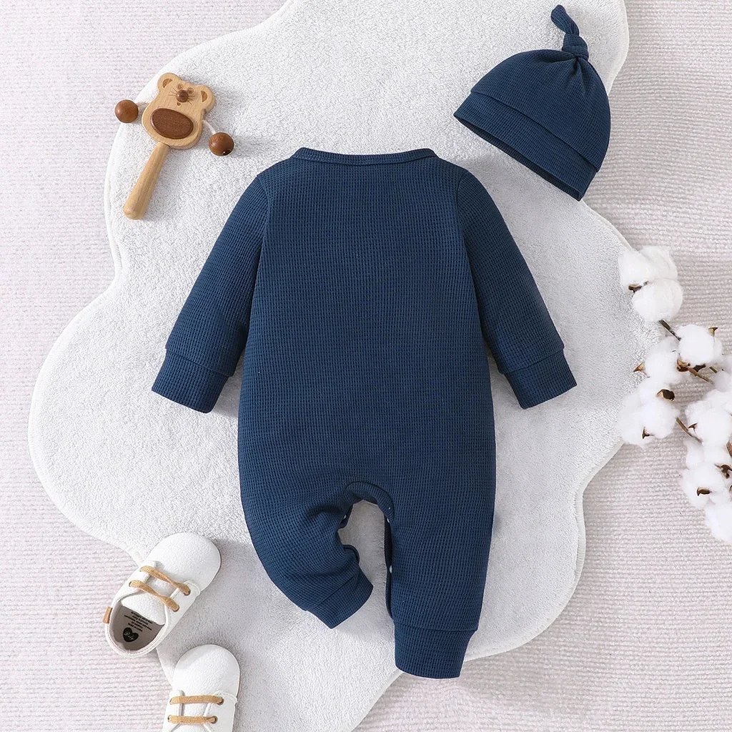 Gift Hat Set Baby Unisex Boy Girl Newborn Onesies Romper 3-24Months Toddler Clothing Infant Long Sleeve Tiny Button Jumpsuit