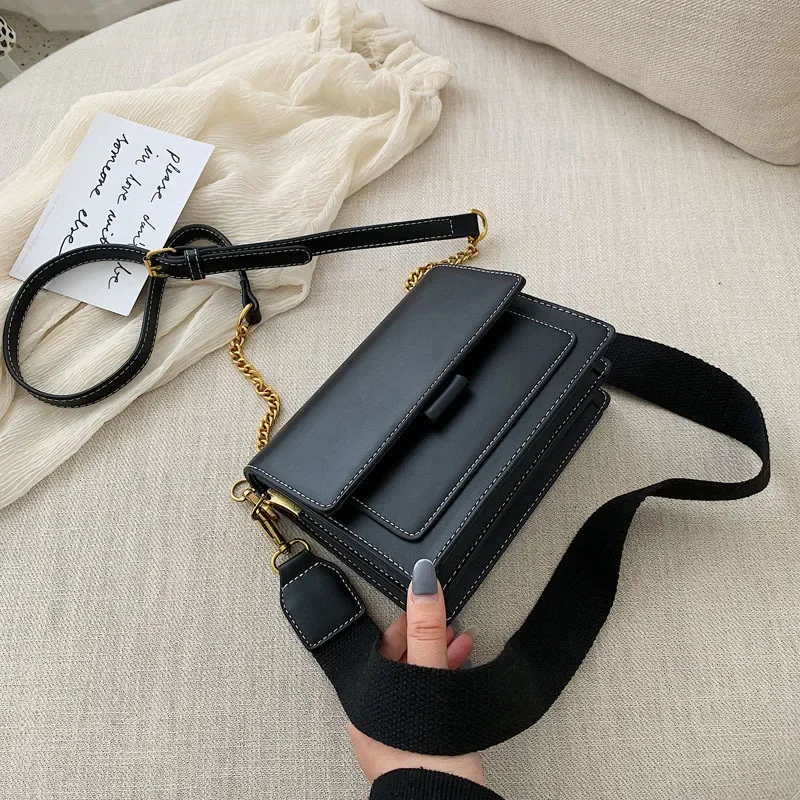 Contrast Color Leather Shoulder Bags for Women New Travel Crossbody Bag Fashion Simple Shoulder Bag Ladies Flap Bag Handbag