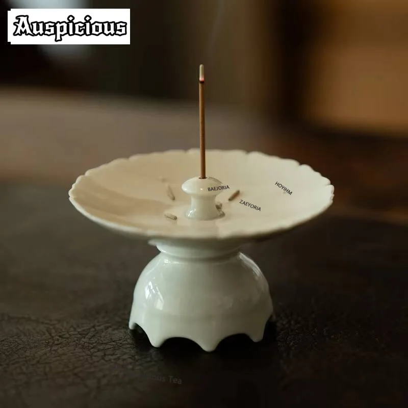 Zen Plant Ash Ruyi High Foot Incense Holder Incense Smoke Waterfall Incense Burners Meditation Censer Tea Services Decoration