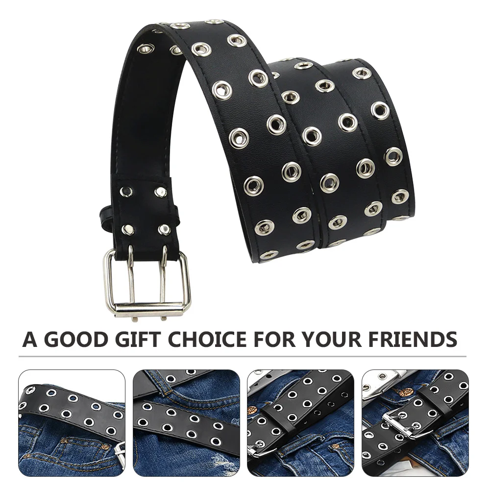 

1Pcs Double Row Buckle Belt Men Casual Punk Waistband Fashion Durable Alloy Punk Belt Leisure Waistband