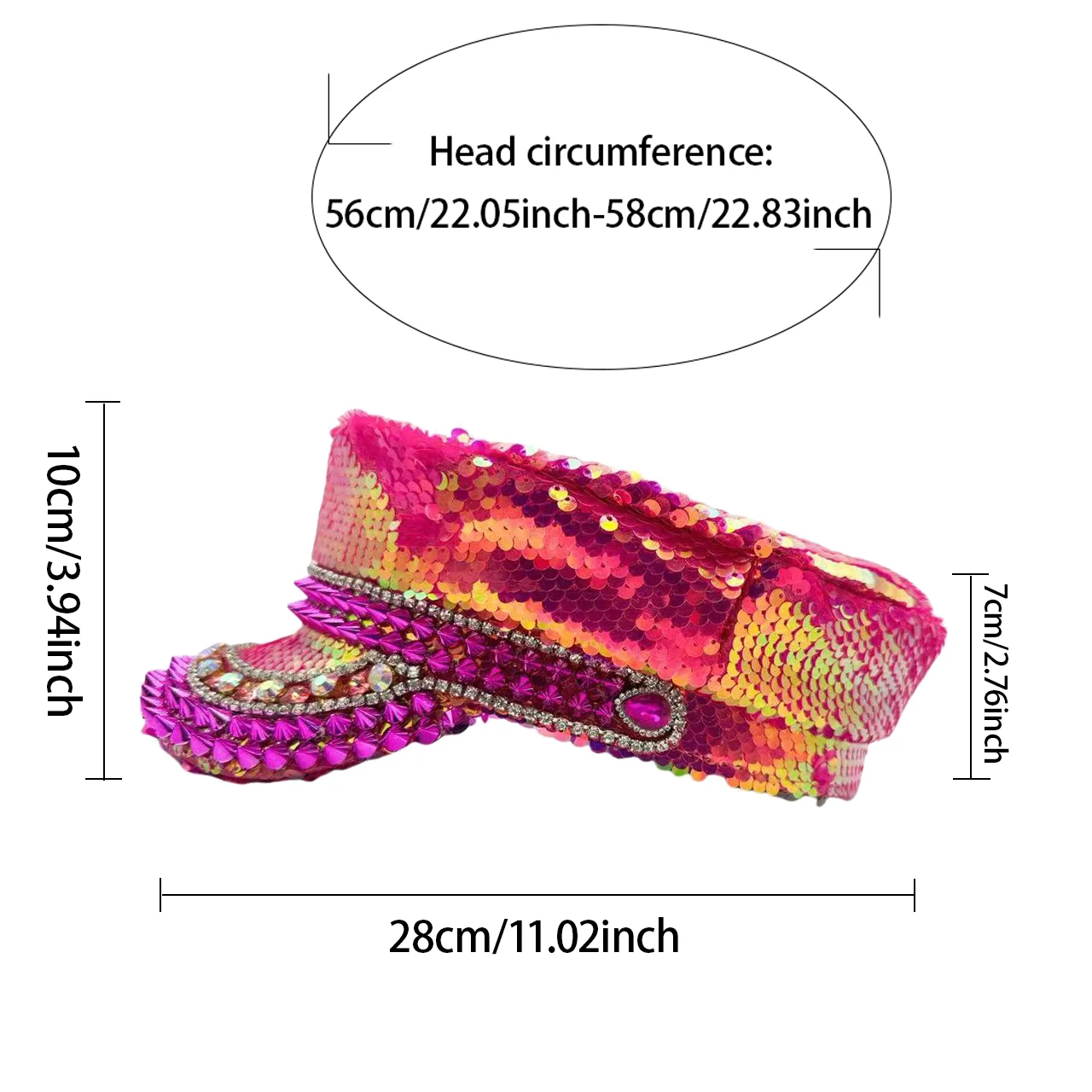 Karnevalskostüm-Hut für Erwachsene, Kapitänshüte mit Strass für Burning Man Festival Damen, Cosplay-Accessoires für Frauen