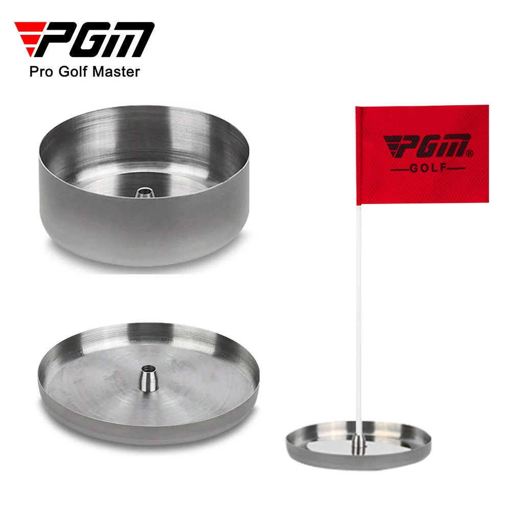 PGM Golf Hole Cup with Hole Flag Stainless Steel Portable Indoor Golf Putting Trainer Putter Practice Home Yard Outdoor Training