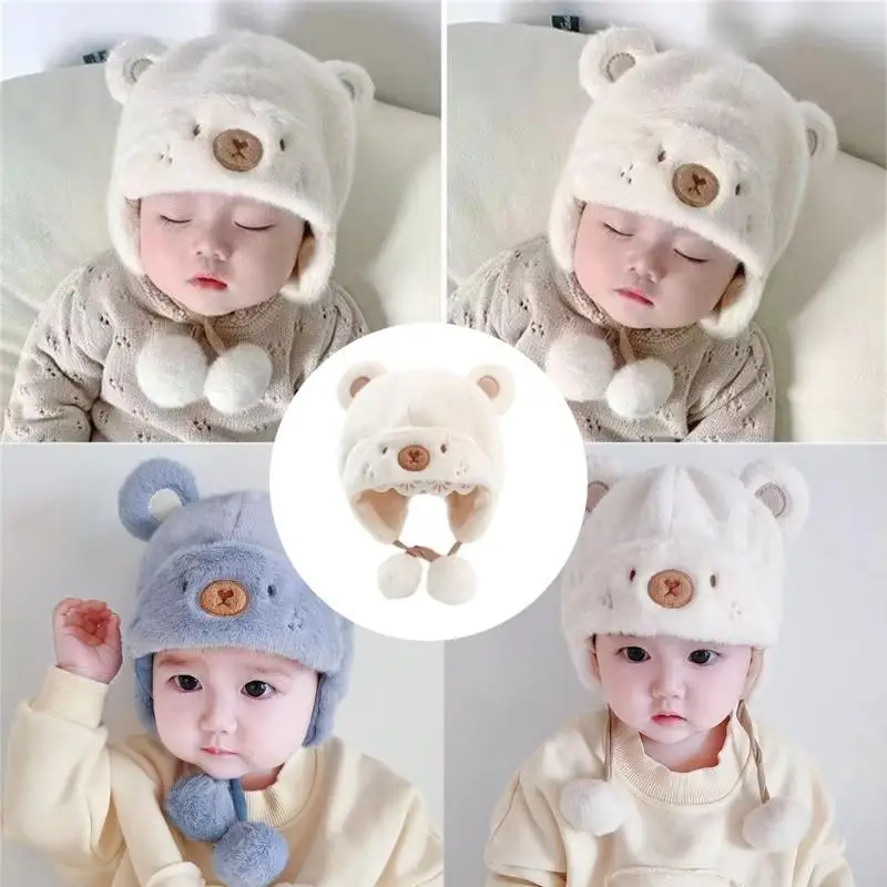 Ear Protecting Winter Caps for Baby Touch Polyester Hat Baby Earflap Caps Unisex Infant Bonnet Comfortable Wearing