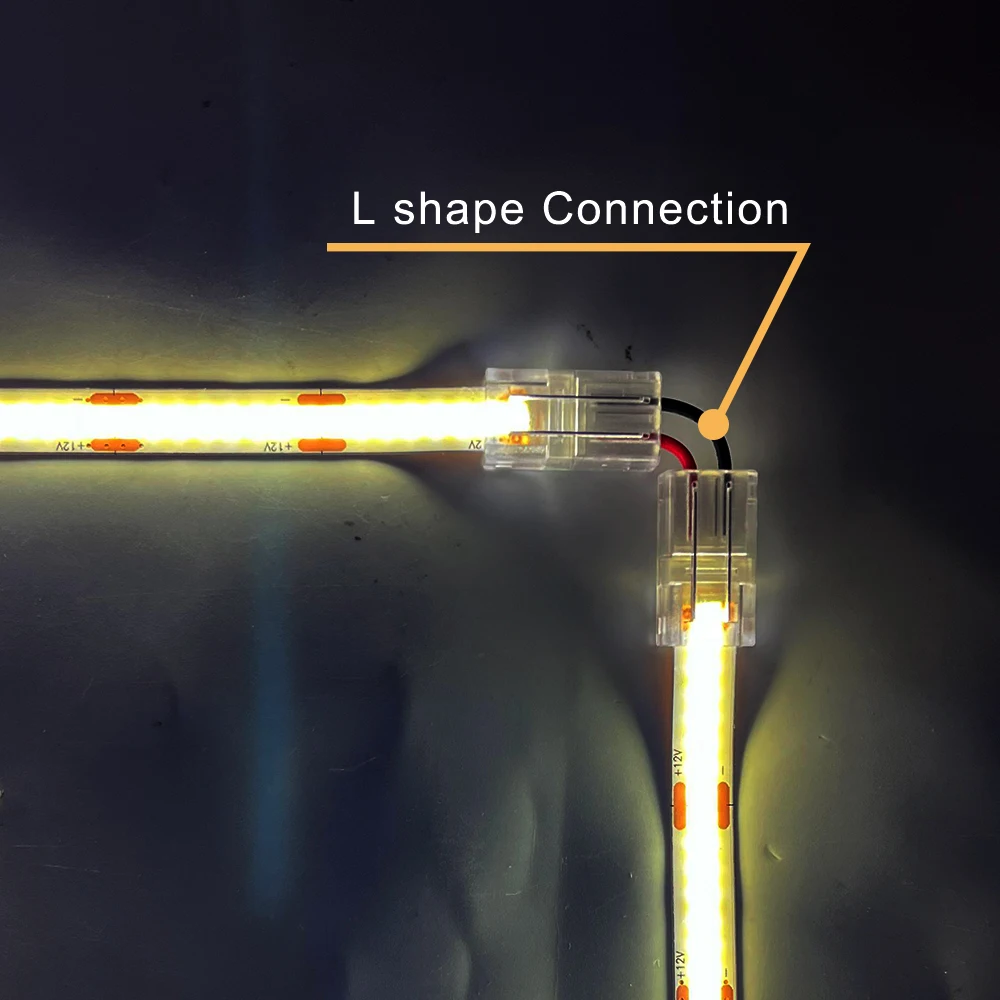 2/3/4/5/6PIN LED Strip Solderless Connector Transparent L Shape Cover Connect For WS2812 WS2815 COB Strip Light 8/10/12mm Width