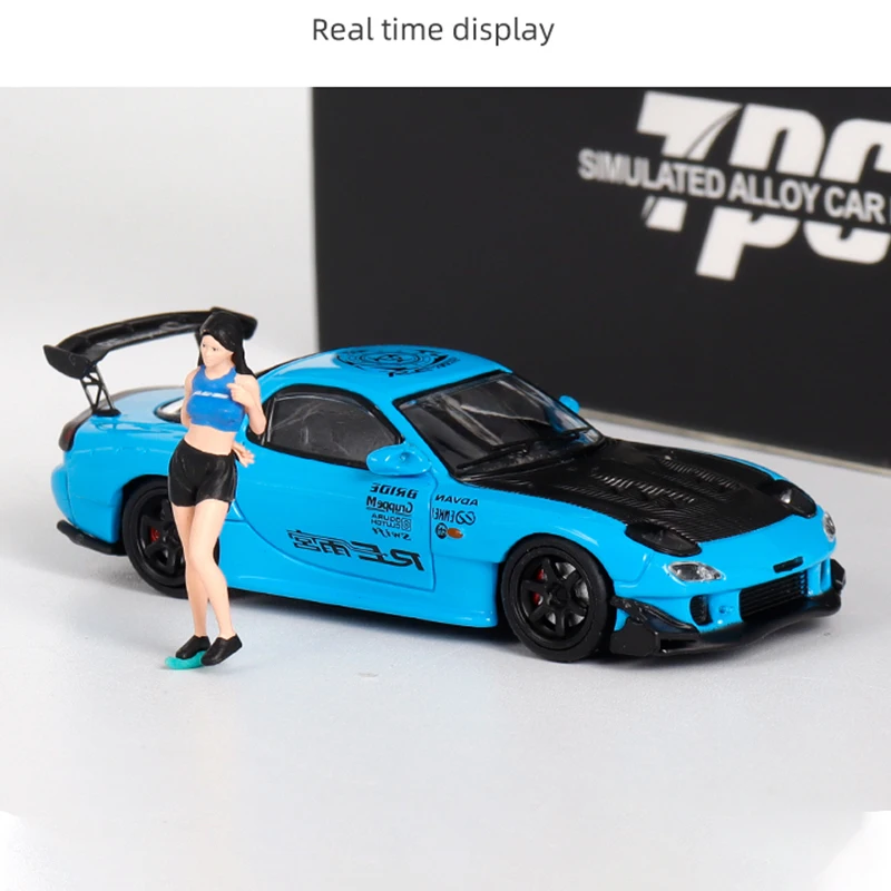 Diecast 1:64 Scale Mazda RX7 Modified Car RX-7 TPC Simulation Alloy Car Model Static Display Collectible Toy Gift Souvenir