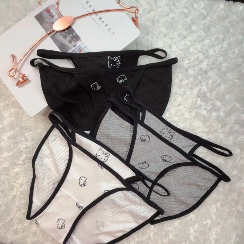 

Girl's Cotton Crotch Sexy Cartoon Pattern HelloKitty Triangle Pants Fake Two Pieces Pure Desire Style Girl Comfortable Underwear