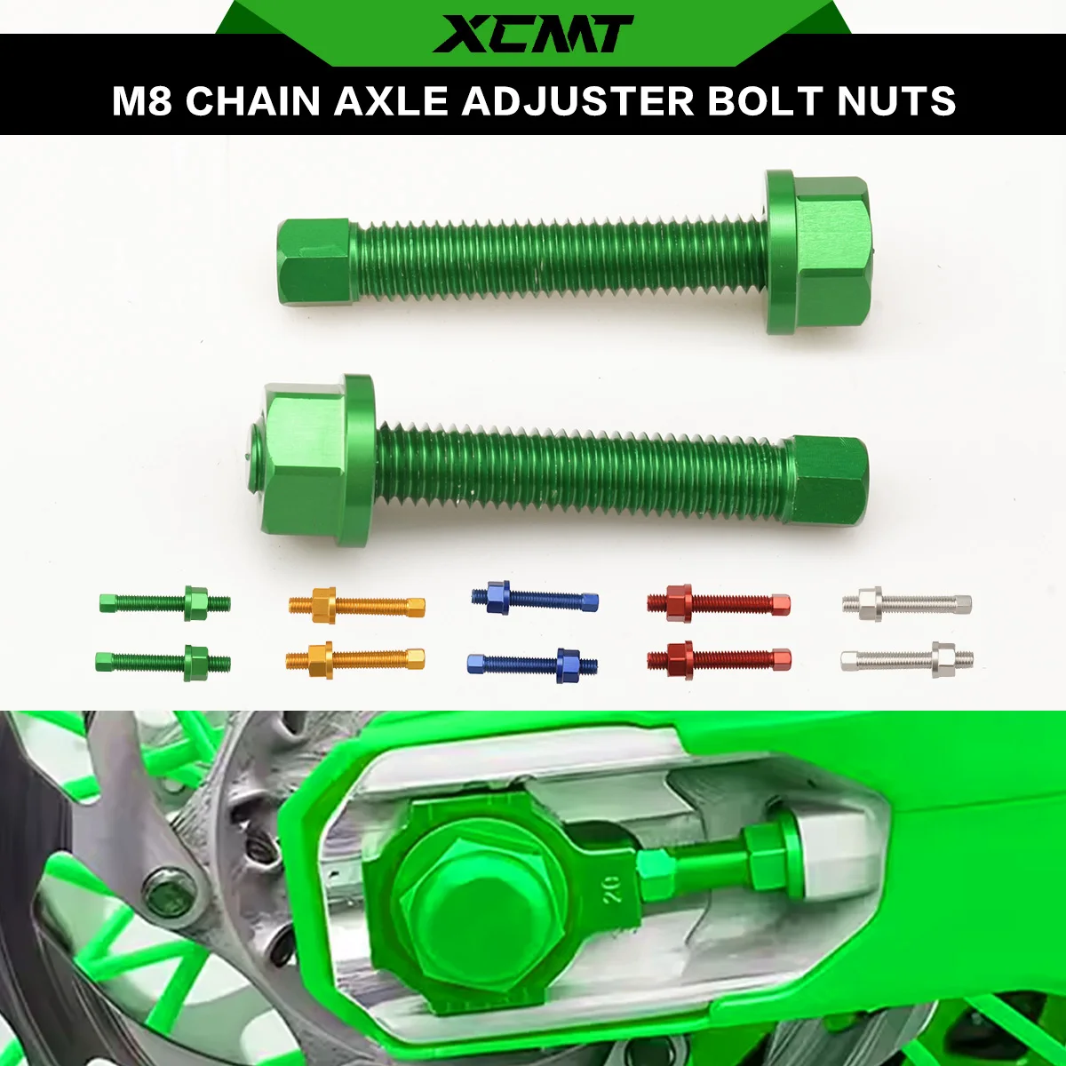 For KAWASAKI KX 85 100 125 250 250(2st) 250F X 450 450F X KLX 230 250 450R KL250 Motorcycle Rear Axle Blocks Chain Adjuster Bolt