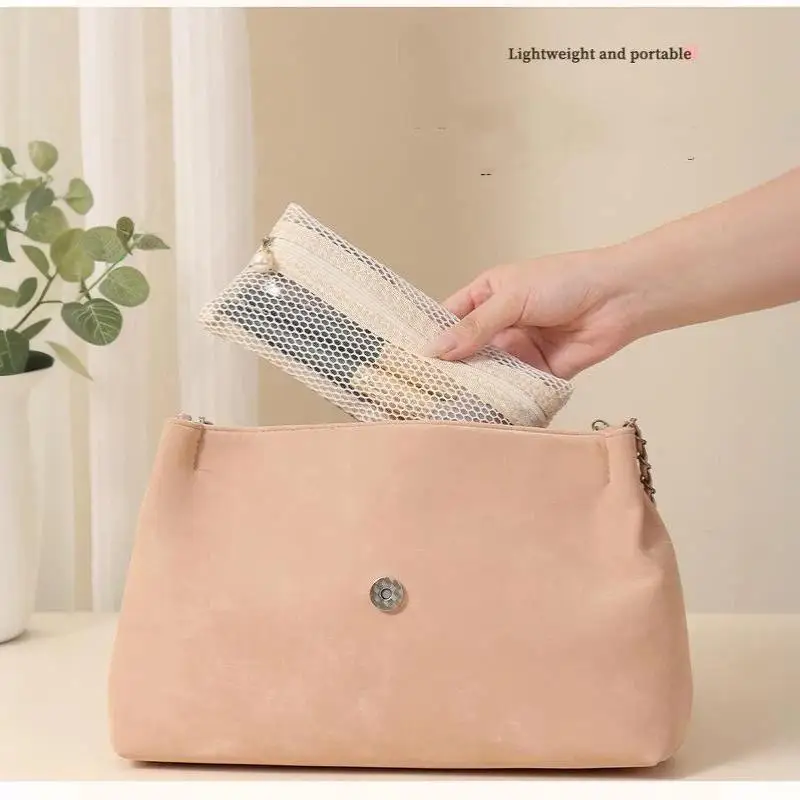 Große Kapazität Mesh-Kosmetiktasche Atmungsaktives Netz Transparenter Reise-Make-up-Organizer Glatter Reißverschluss Mehrzweck – Detail 9