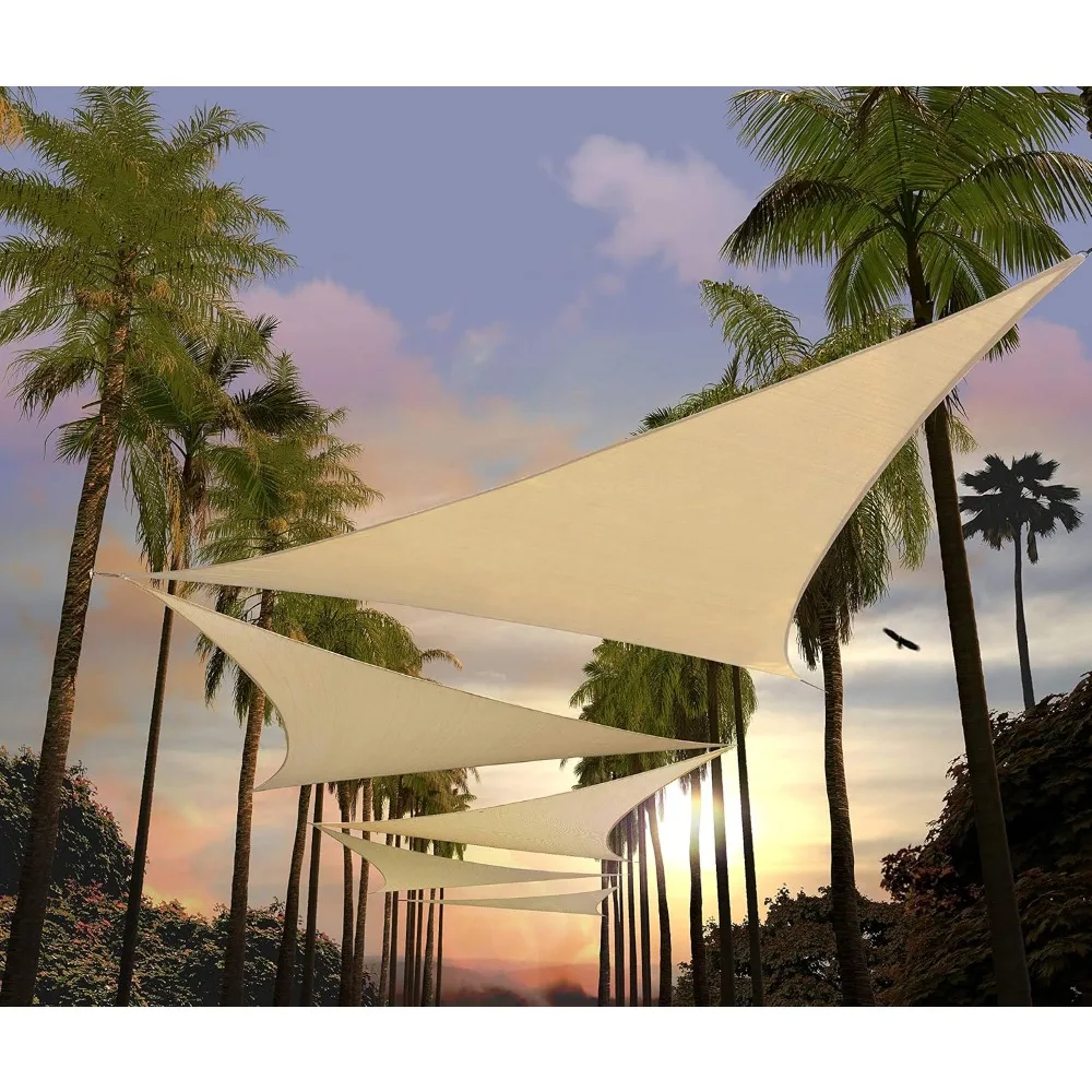 Voile pare-soleil triangle droit beige, taille personnalisée 12 'x 20' x 23.3 ', UPF50 + AGTAPRT16, commande de modification