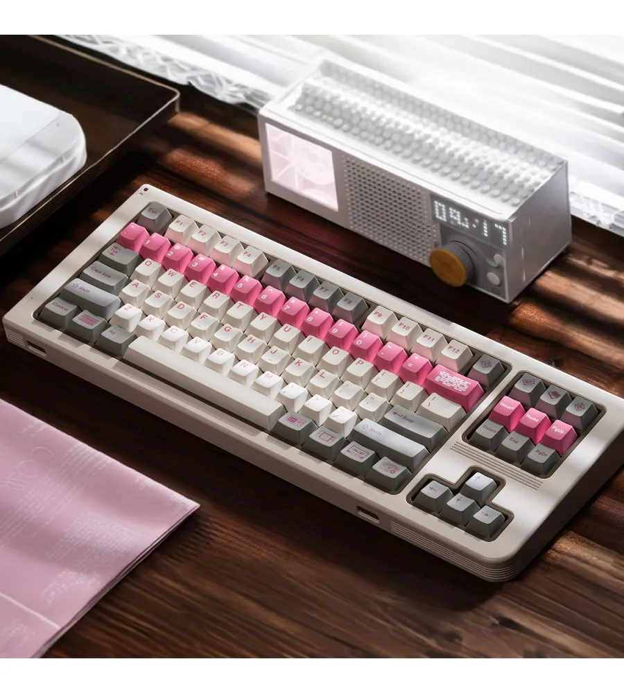 Fuhong powder/purple/red/black/blue mechanical keyboard keycap PBT hot sublimation customized original 65/75/87