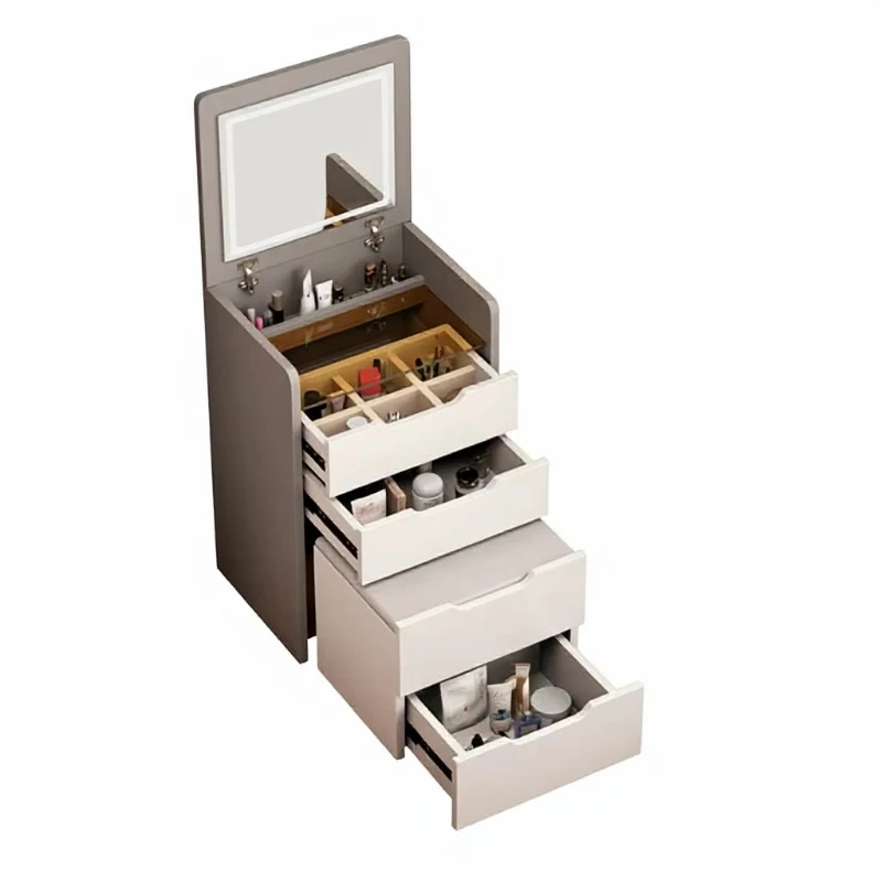 Light luxury oak board locker cream style multifunctional flip bedroom living room makeup table