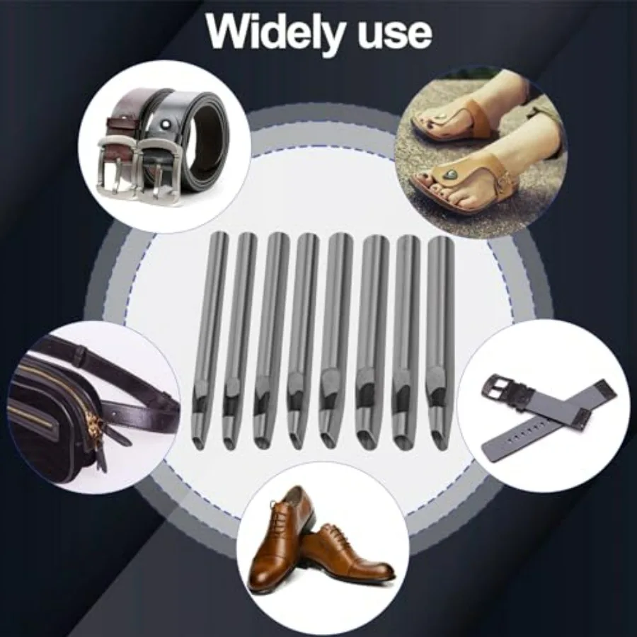 8 Size Oval Hole Punch for Leather 2mm5mm Leather Craft Punch Tools Set Hollow Punching Oval Belt Hole Cutter Tool for Watch Ba