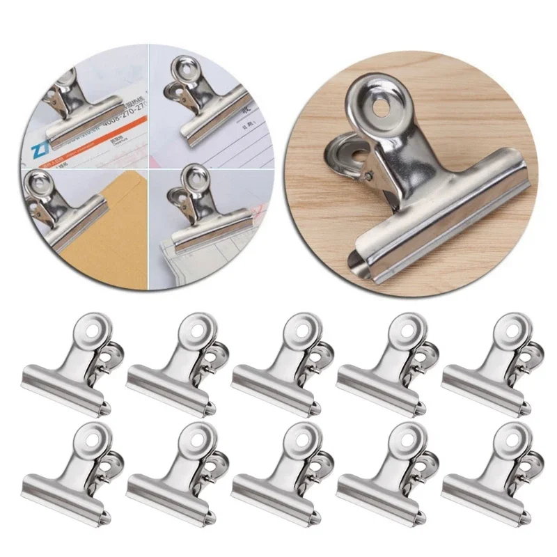 

10Pcs/Set Metal Grip Clip Food Sealer Bag Clamp Paper Document Ticket Binder Clips for Kitchen Home Office Use