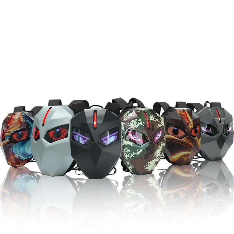 New Led Knight Backpack Hard Helmet Bag Large Capacity Outdoor Led Screen Riding Backpacks Men's Backpacks Women Bag Back Pack
