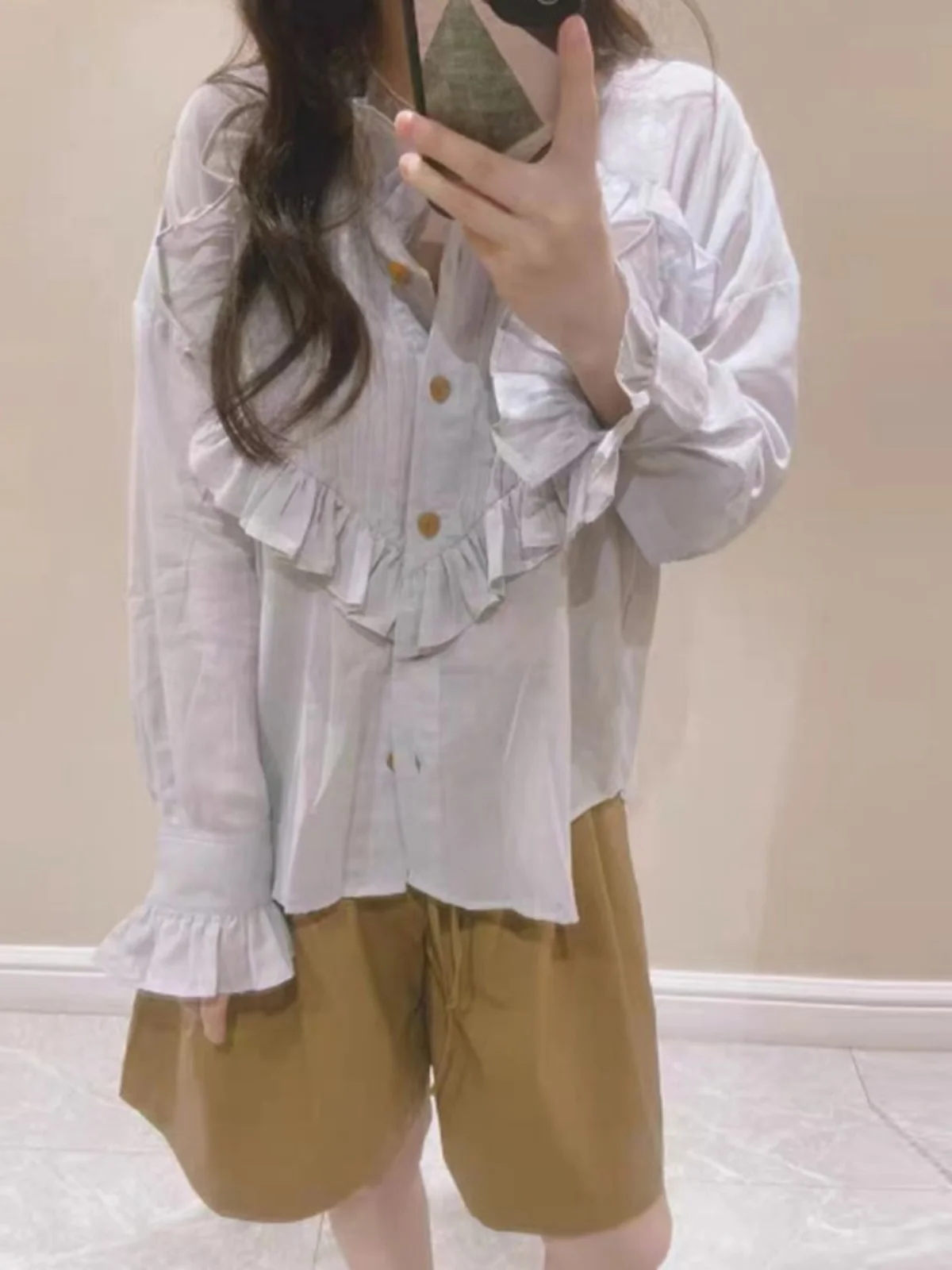 

Quali Early Autumn Large Heart Design Court Sve Thin ey Long Sve Loose Sun Protection irt Women's Faion Cotton ...