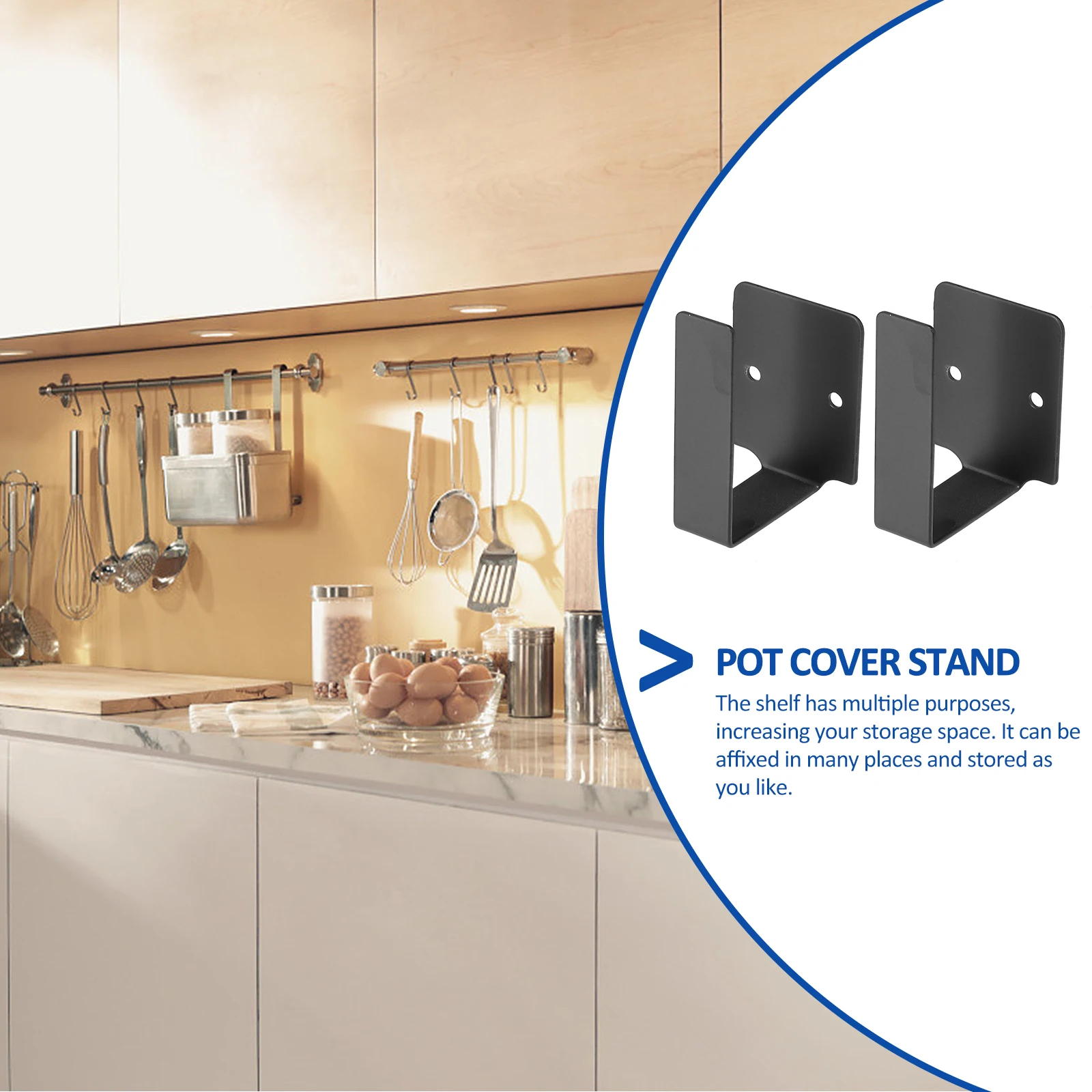 

2pcs Stainless Steel Pot Lid Mounted Heavy Duty Kitchen Storage Shelf Strong Load Bearing Thickened Organizer