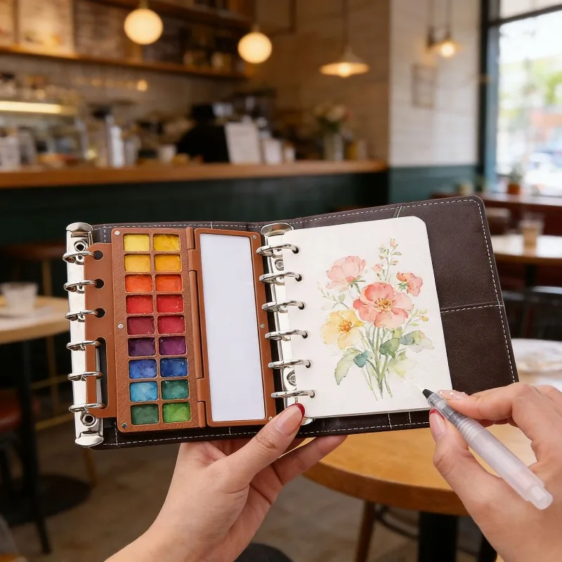 A7 Portable Palette Loose-leaf Watercolor Book Travel Painting Tools Art College Students Go Out Painting Art Supplies