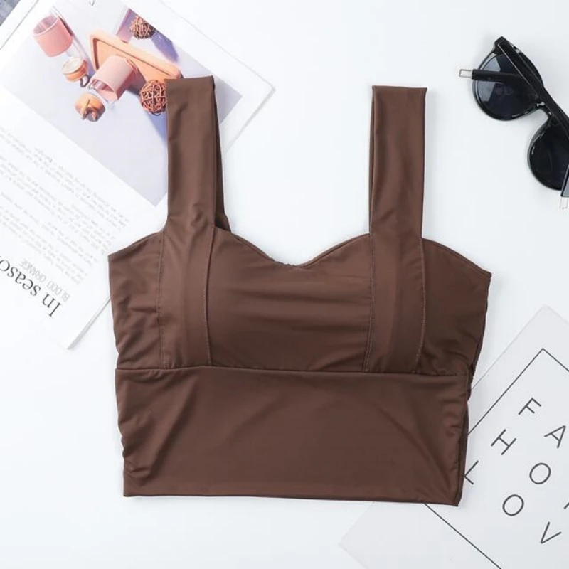 Seamless Sports Yoga Bra Women's Underwear Fitness Top Comfort Gathering Widened Shoulder Belt Bra Short Vest Top image 3