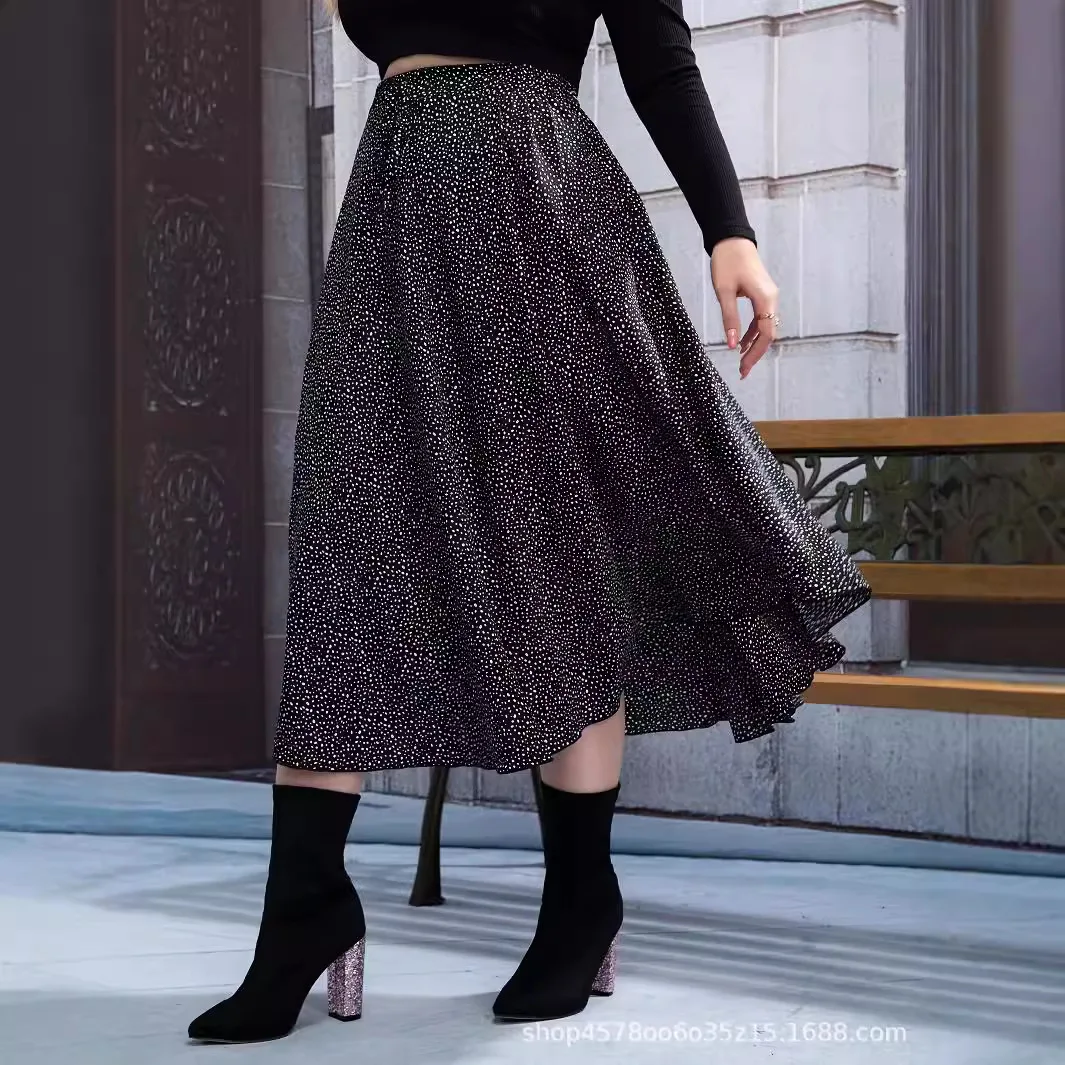 

Женская юбка трапециевидной формы с цветочным принтом больших размеров, тонкая длинная юбка-джокер для европейских и американских рынков, мода