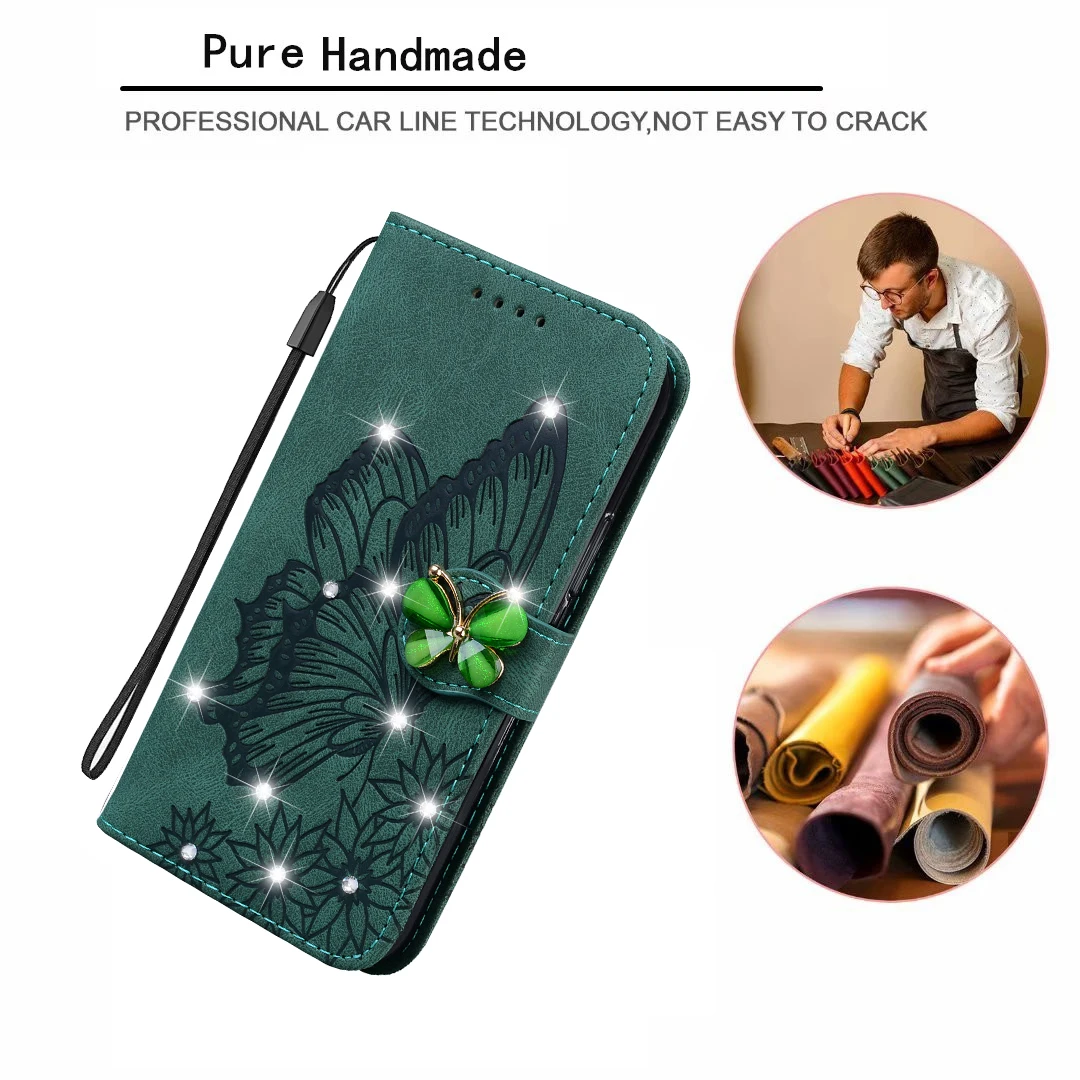 Glitter Wallet Flip Case for Funda Samsung Galaxy S25 S24 Ultra S23 FE S22 S21 S20 S10 S8 S9 Plus Case Leather Phone Cover Women