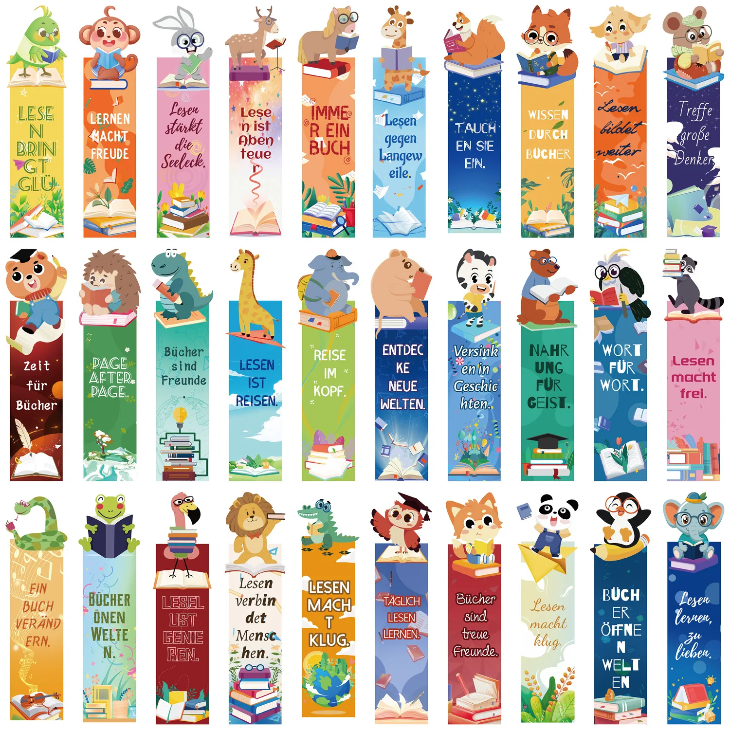 30PCS Cartoon Animal Retro Beautiful Bookmarks High Beauty Creative Reading Tags Annotations DIY Bookmarks