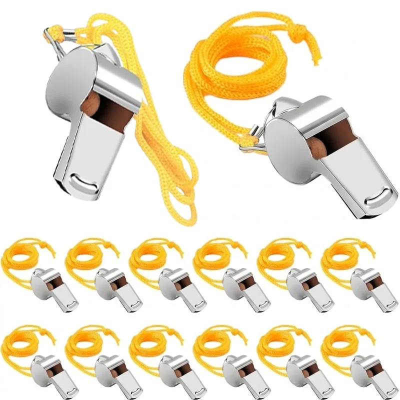2-40PCS Stainless Steel Emergency Whistle Loud Sharp with Lanyard for Hiking Camping Night Walk Safety Alarm Alert