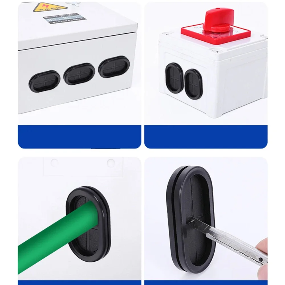 Hongtu Oval Rubber Grommets (13~100mm) - Firewall Hole Gasket for Electrical Wiring | Closed Blind Cable Protective Coil