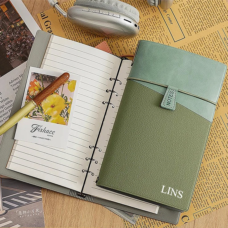 Custom Loose-leaf A6 TN Notebook PU Leather Traveler's Notebook With Strap Vintage Business Office Notepad Journal Planner Diary