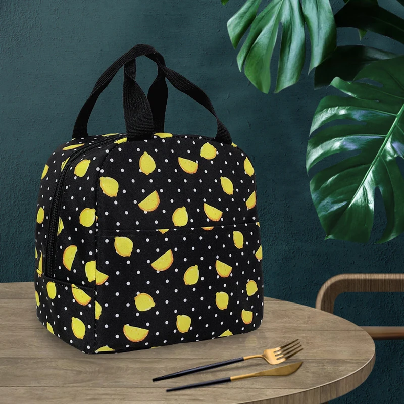 Black Women with Crow Print Lunch bag Afro Women Students School Picnic Bag Boys Girls Food Pouch Outdoor Hiking Food Bag