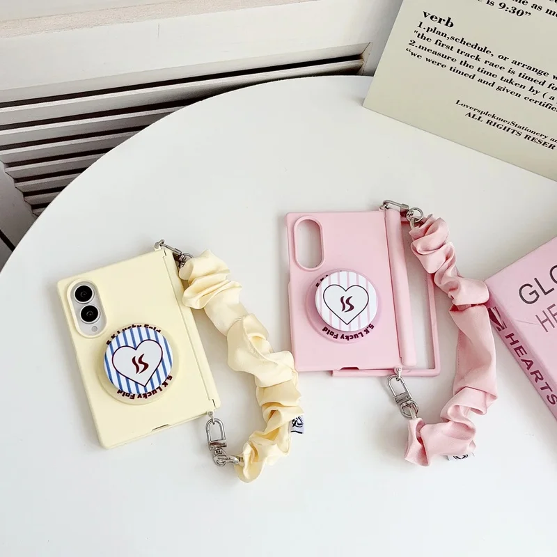 Candy Color Side Buckle TPU Phone Case For Samsung Galaxy Z Flod8 with Magnetic Stand And Hand Rope Cute Cover