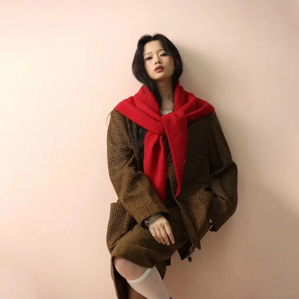 

Модный супер уютный шерстяной шарф-шаль, удобный нежный мягкий треугольный хиджаб, теплая зимняя шаль, зимний женский платок