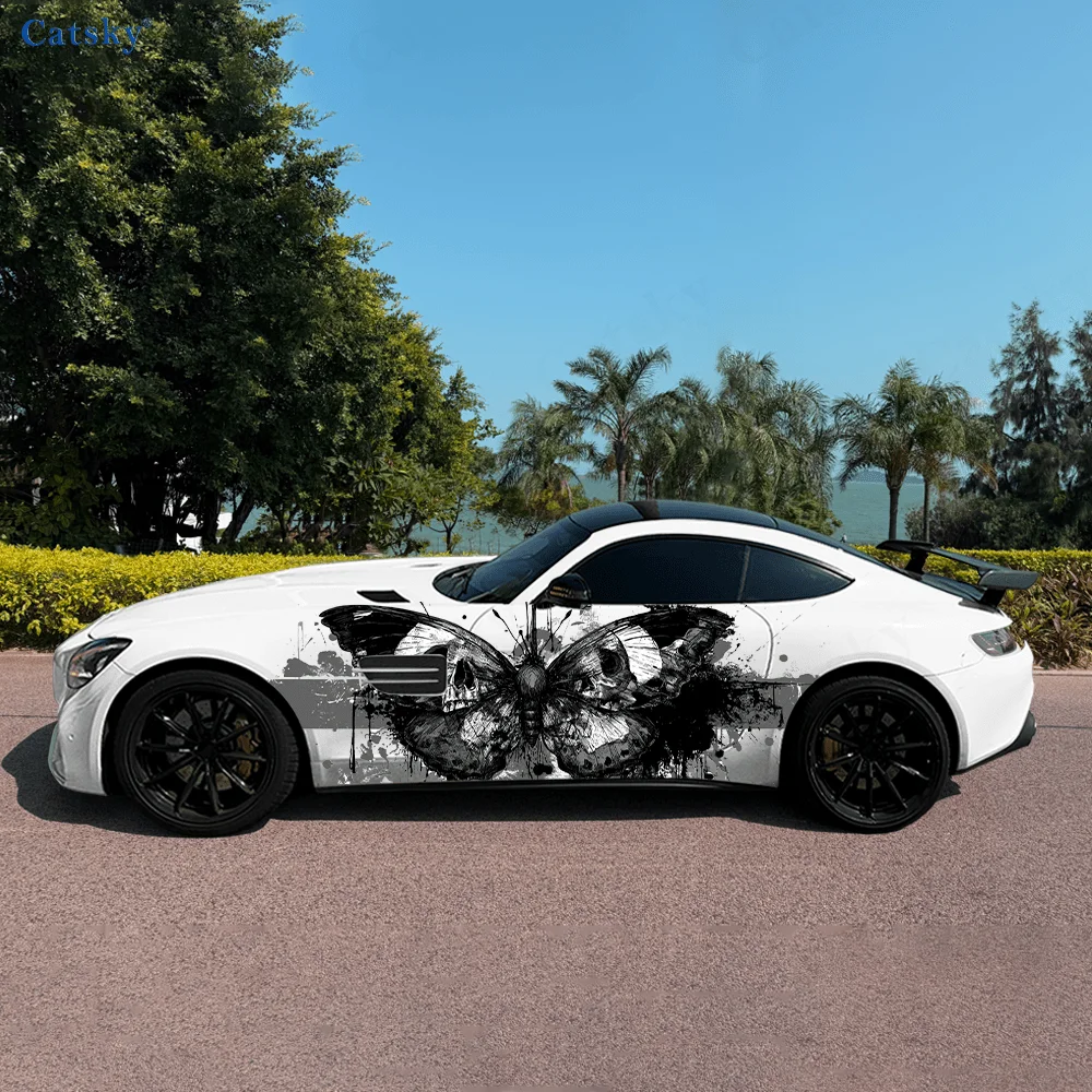 

Skull Butterfly Graffiti Car Side Sticker Decoration,PVC Waterproof Scratch Resistant Decal,Car Protection,Auto Accessories Gift