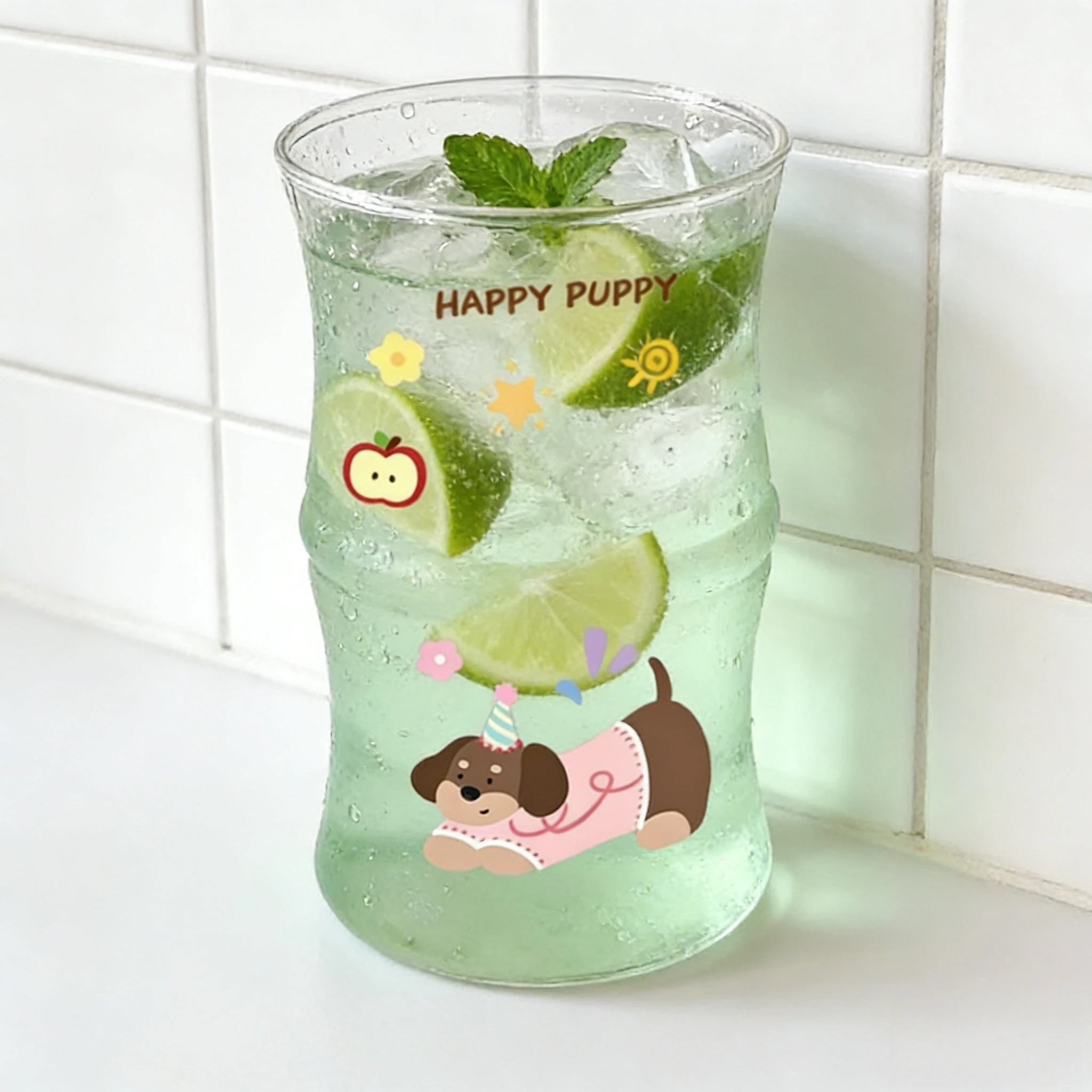 Creative Bamboo Joint Glass High Aesthetic Glass Water Cup Cute Cartoon Home Heat Resistant Straw Cup Coffee Cups Fashion Daily