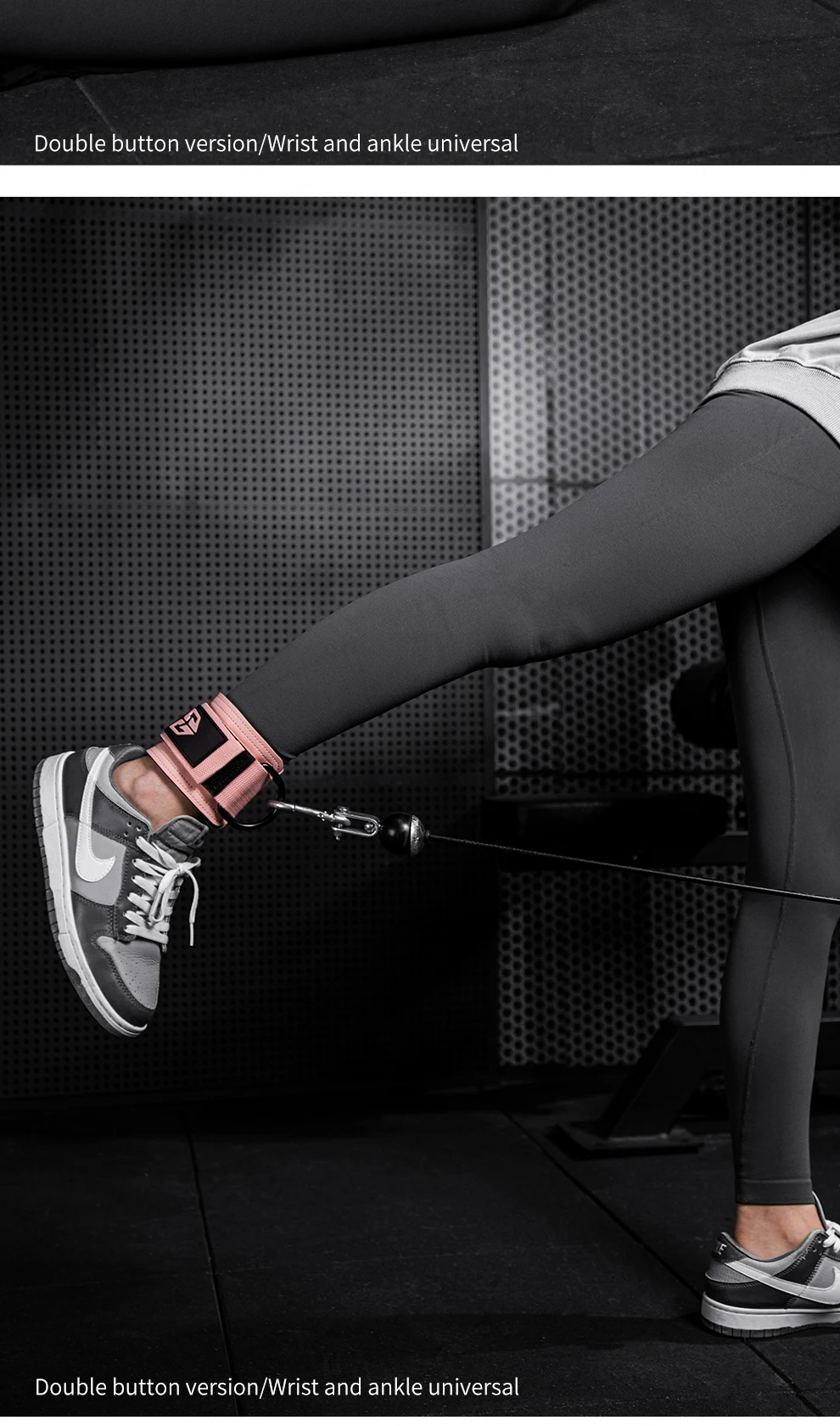Verstellbare Handgelenksmanschetten, mit Neopren gepolsterte Riemen für Kabelmaschinen, resistentes Band, Krafttraining, Fitnessgeräte – Detail 4