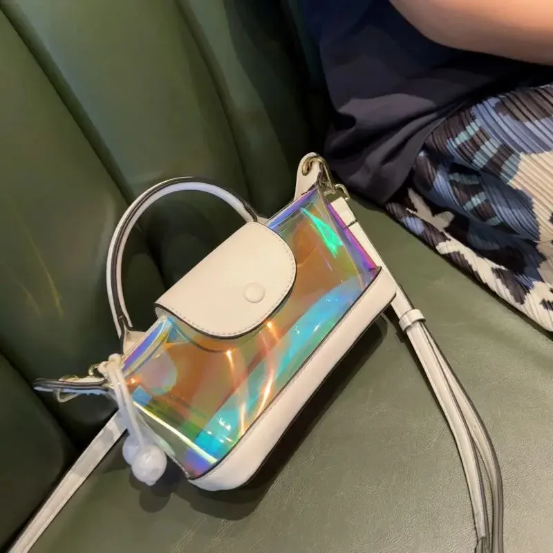 

Laser Holographic Colorful Jelly Bag Transparent Handheld Dumpling Waterproof Beach Bag Single Shoulder Crossbody Bag