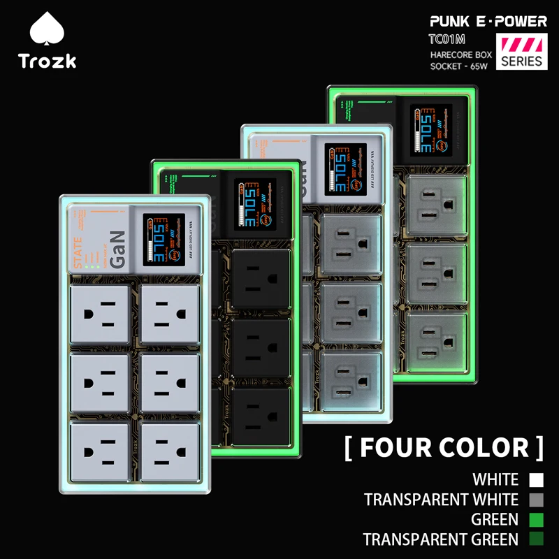 TROZK US 65w Fast Charging Board Socket With 2 USB Jacks PC-VO Flame Retardant Desktop Socket Fast Charging Patch Board