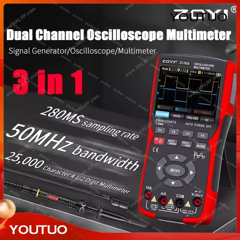 for ZOYI ZT-703S Digital Oscilloscope 10MHz Bandwidth 50MSa/s Multimeter and Signal Generator