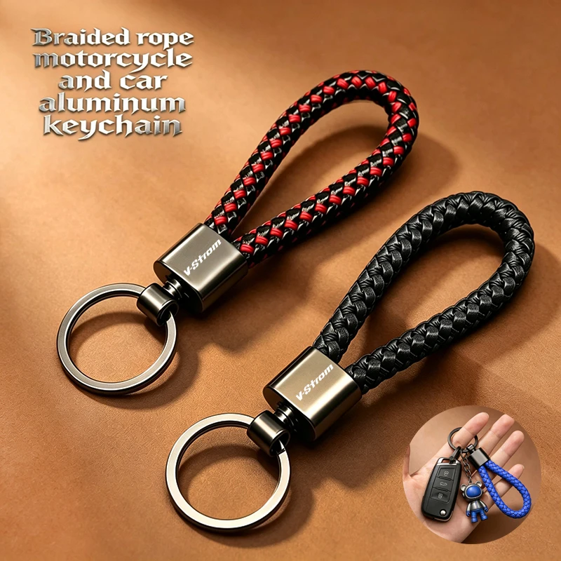 For SUZUKI V Strom 250 650 1000 1050 XT DL650 VSTROM650 VSTROM1050 XT Braided Rope Keyring Metal Anti-lost Keychain Accessories