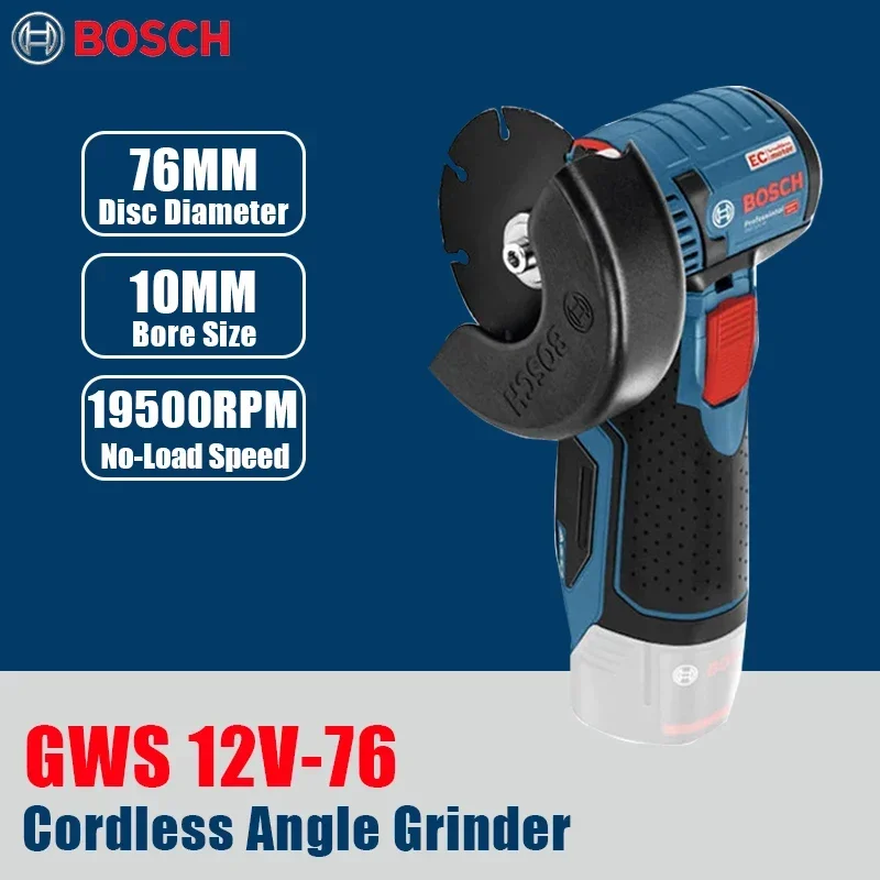 Bosch GWS 12V-76 Cordless Angle Grinder 76mm Brushless Mini Cutting Machine Portable Metal Woodworking Cutting Power Tools