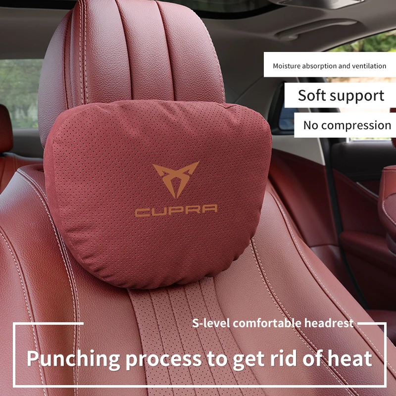 

Cupra Ateca Born Leon IBIZA Raval Formentor Terramar Tavascan e-Racer Car Suede Headrest Neck Support Pillow Seat Waist Cushion
