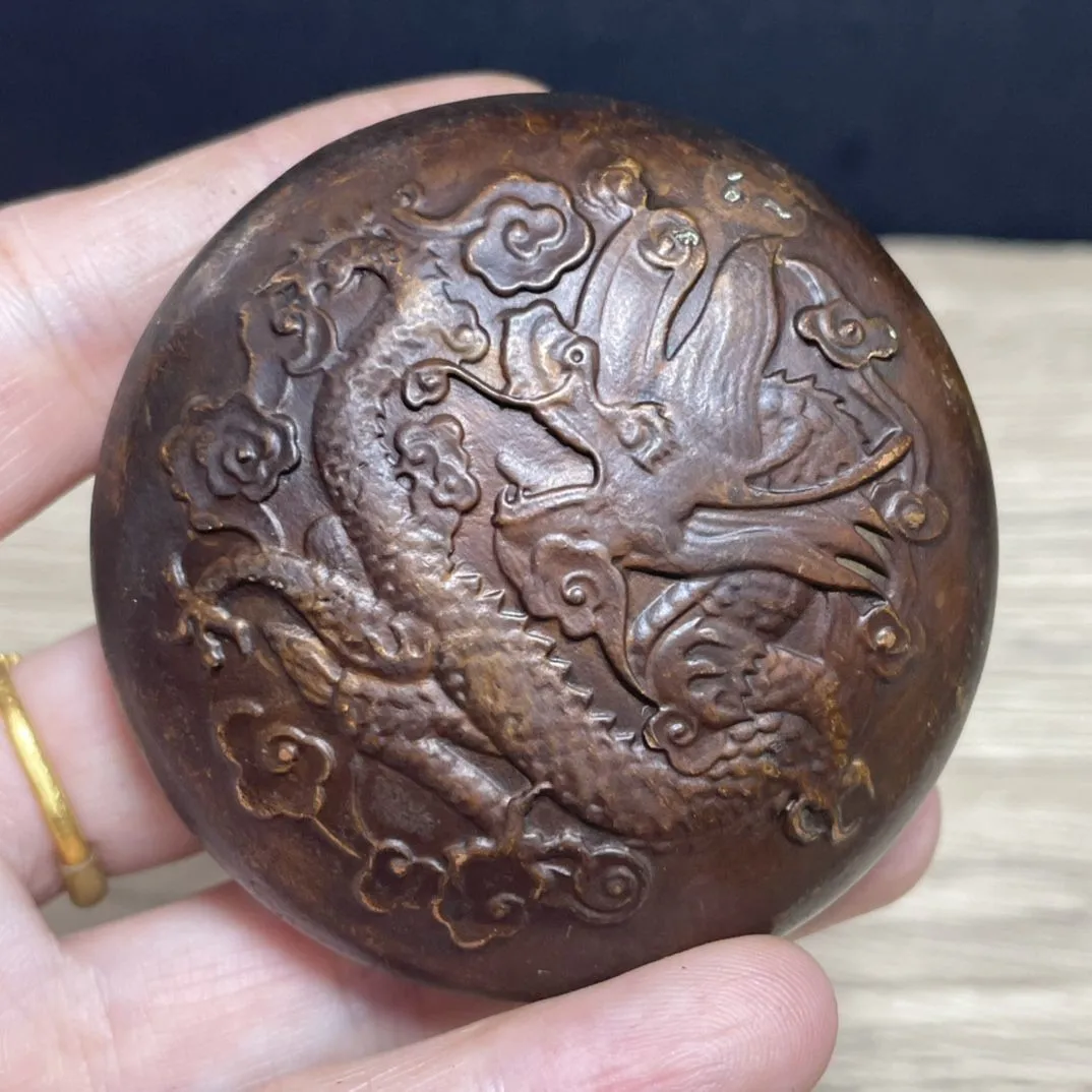 

Antique Xuan Ink Box Copper Alloy Dragon Design Ink Box Seal Stamp Holder